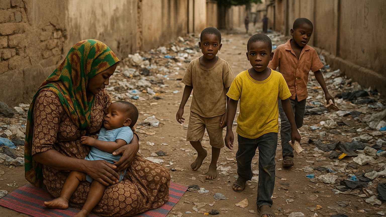 Kids with mother 